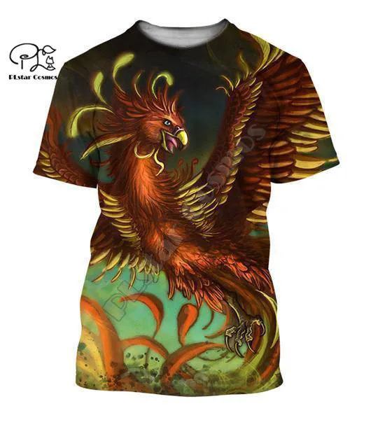 

PLstar Cosmos Phoenix Tattoo 3D All Over Printed Fashion Summer T-Shirts Short-Sleeve Tee Men/Women Casual Streetwear Style-A22