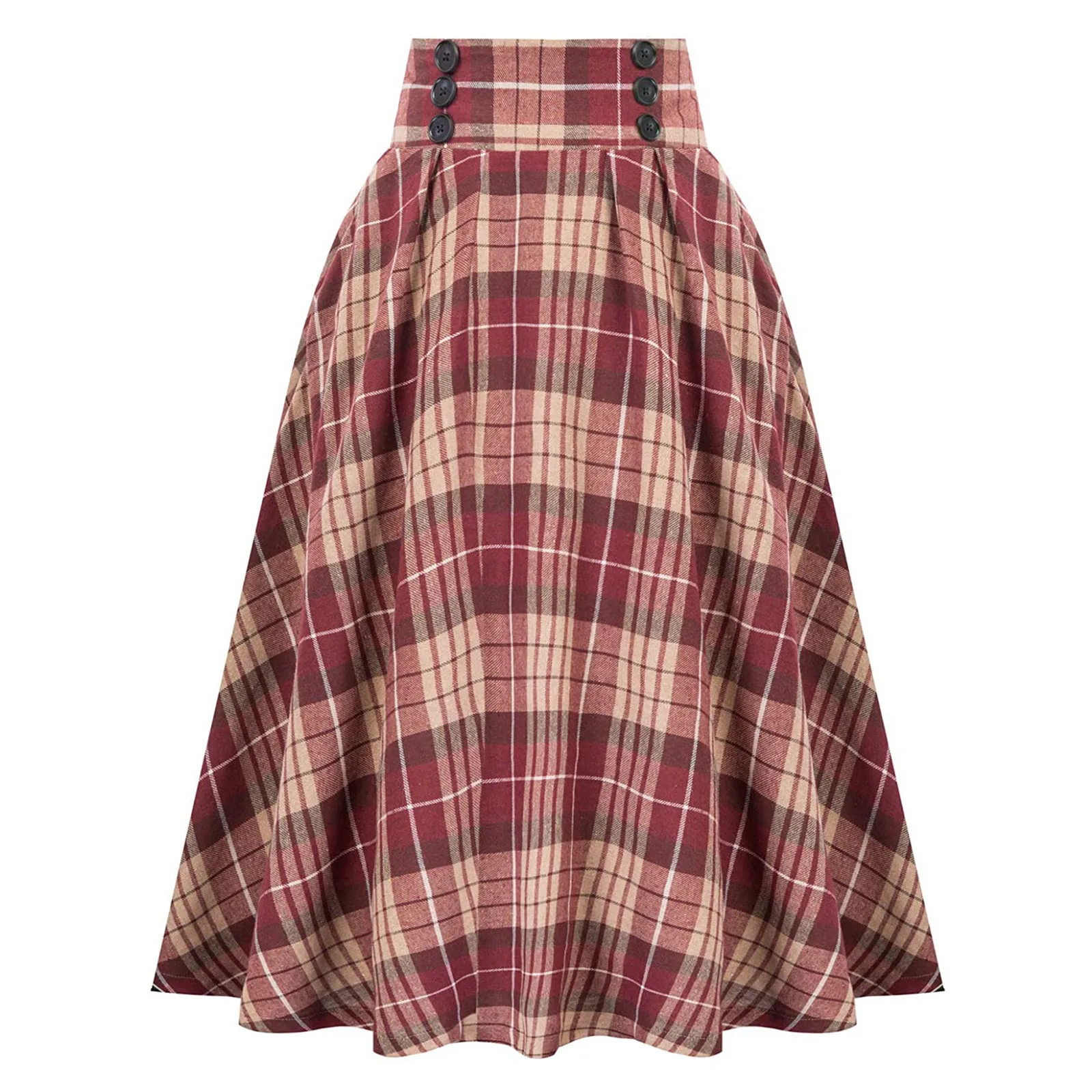 Women Fashion Casual Plaid Skirt elegant romantic With Pockets Vintage High Waist Pleated | Женская одежда