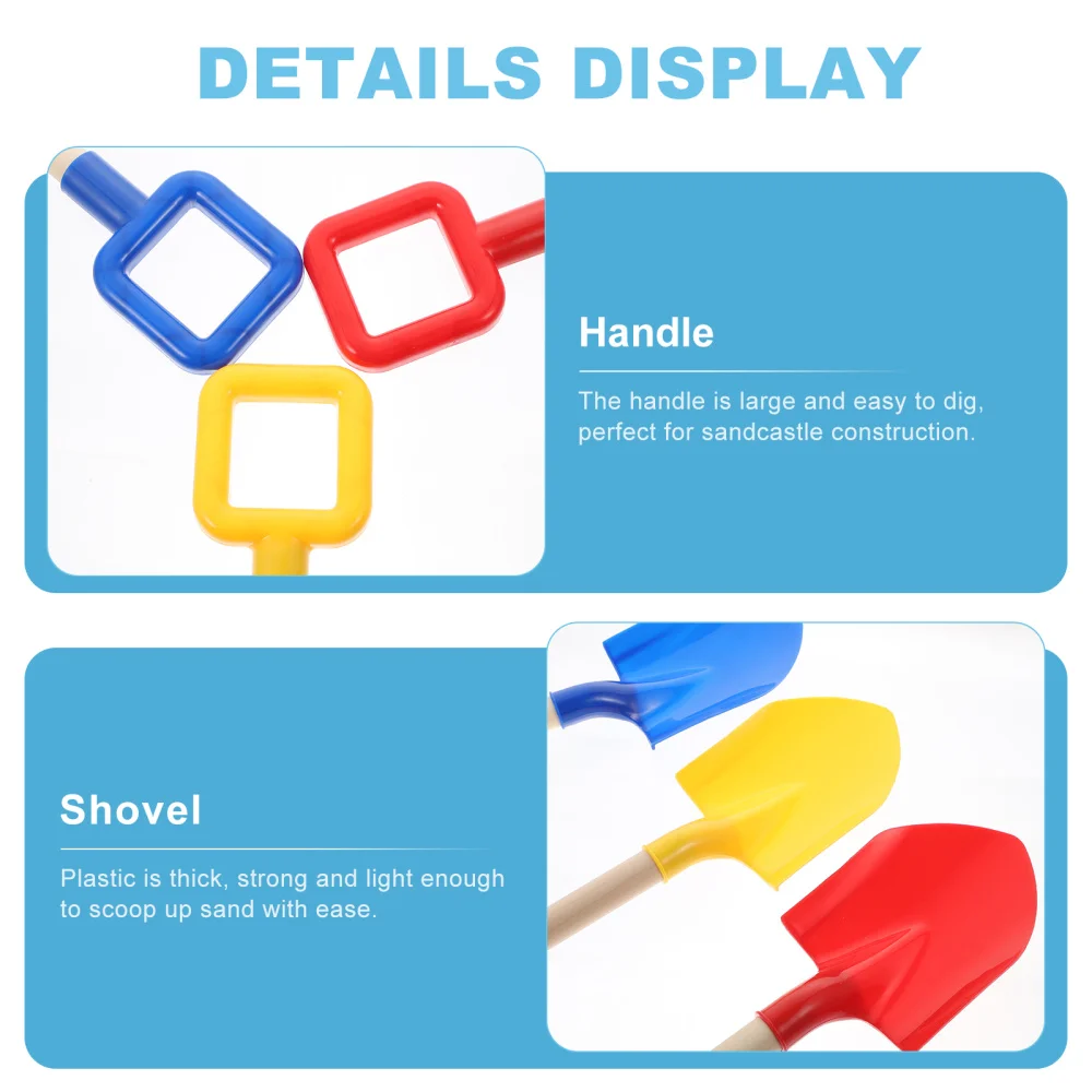 

3Pcs Summer Children Beach Sand Shovel Toys PP Shovel Toys (Yellow Red Blue)