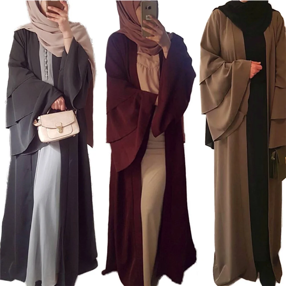 Длинное шифоновое платье абайя в мусульманском стиле Женская открытая с