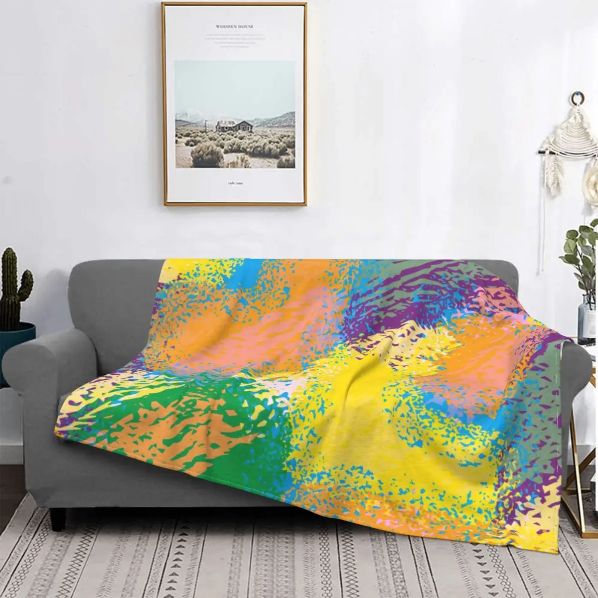 

Graffiti Color Plaid Blanket Cool Grid Printed Stitch Soft Portable Coral Fleece Throw Blankets For Couch Home