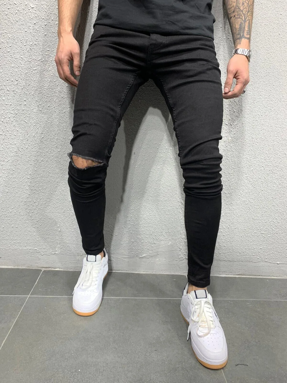 

Stretch Men Biker Pencil Jeans Streetwear Ripped Black Big Size S-3xl Plus Sizes Hip Hop Men's Skinny Jeans Denim Jeans Pants