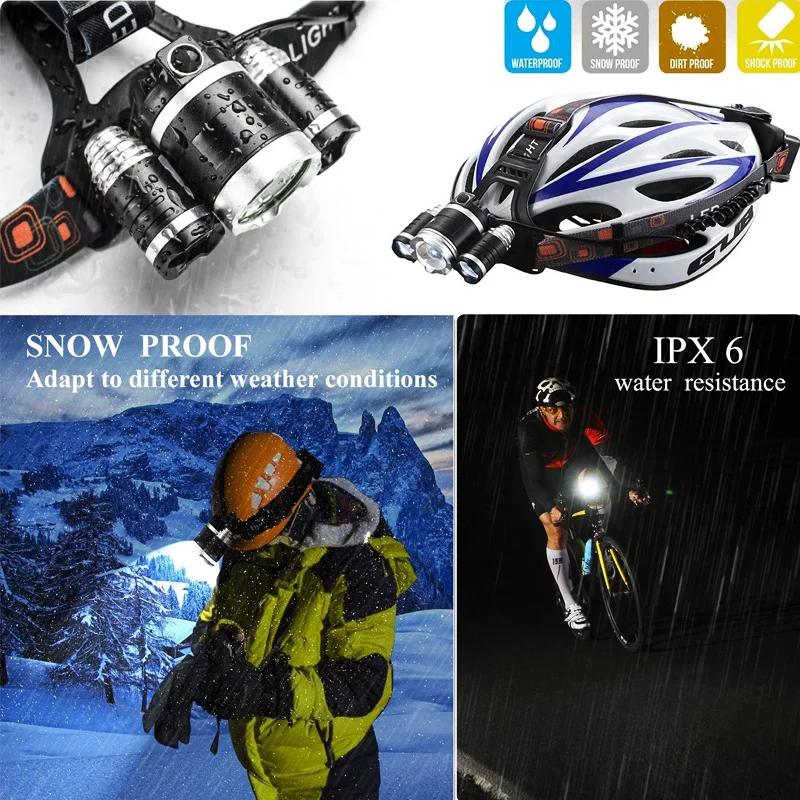 

ZK20 Dropshipping T6 R5 LED Headlamp 4 Mode Waterproof Hands-free Headlight Torch Flashlight for Biking Camping Hunting