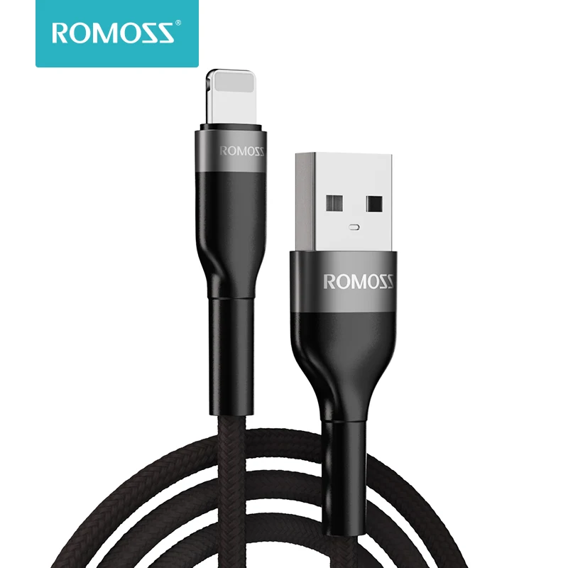 

ROMOSS USB Cable for iPhone 11 Pro Max XS XR X 8 7 6 Plus 6S Plus iPad 2.4A Fast Data Charging Cables USB Wire Cord Phone Cables