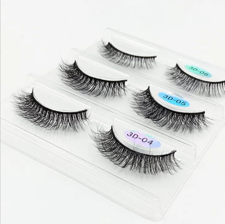 3 пары ручной работы 3d норковые ресницы короткие накладные крест грязные толстые