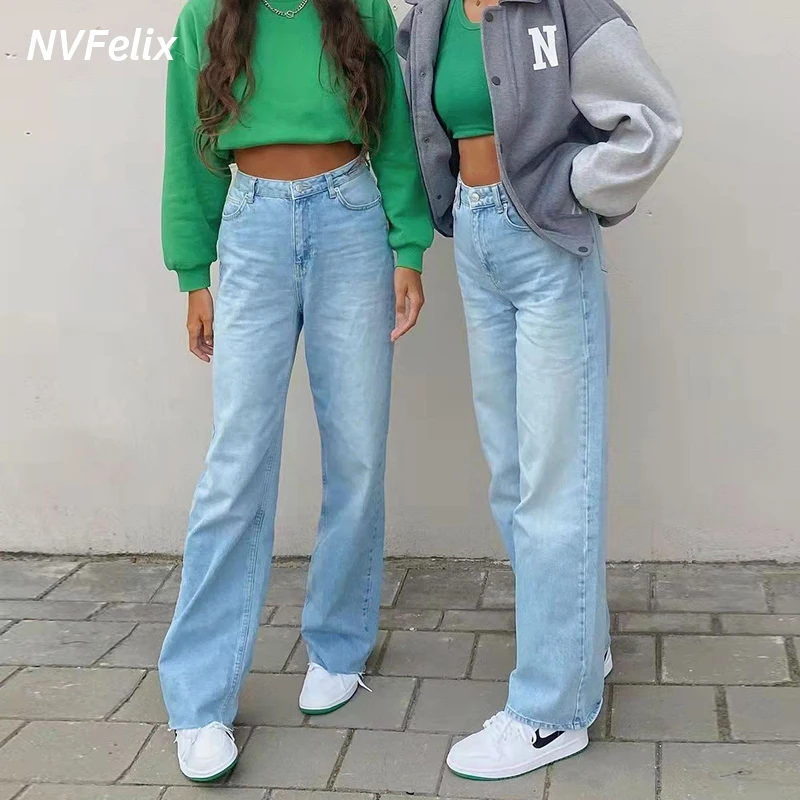 

Casual Straight Women Jeans Classic Streetwear Y2k Fashion Slim Denim Trousers 2021 New Design High Waist Baggy Boy Friend Pants