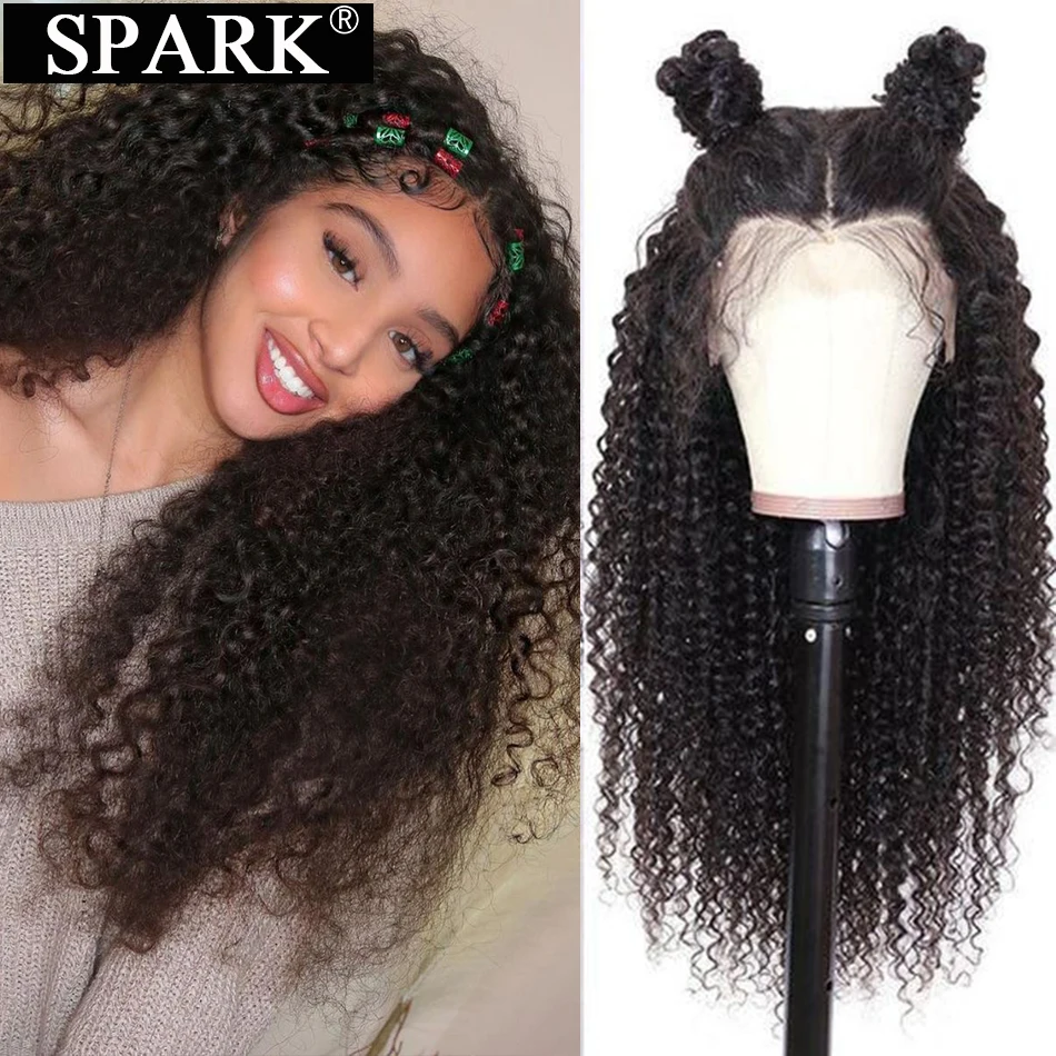 Jual Spark Ombre Renda Depan Rambut Manusia Wig Mongolia Afro Kinky Curly Digunakan Dipetik 13*4 & 4*4 Renda Frontal Wig Rambut Manusia Wig Remy