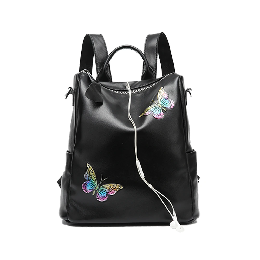 

Butterfly Print Calfskin PU Leather Backpack Fashion Women Hand Bag Leisure Shoulder Bag New Arrival Bags For College Girls