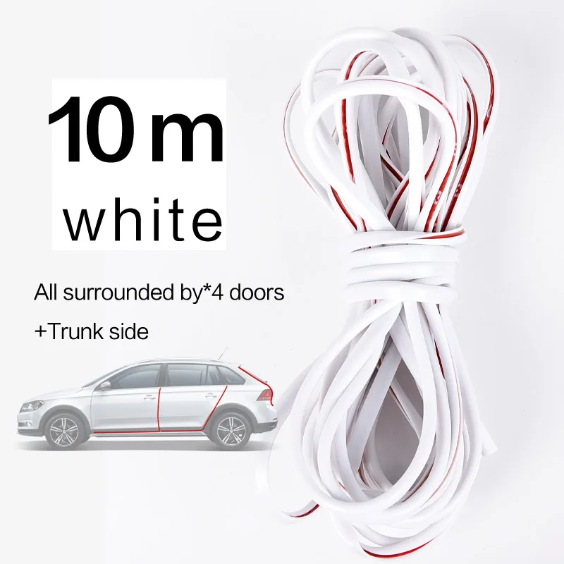 10 m white 10 метров Автомобильная Звукоизоляционная резиновая уплотнительная полоса u-типа ветрозащитная уплотнительная полоса для автомобиля Стайлинг передней двери автомобиля уплотнительная полоса - Цвет: 10 m white