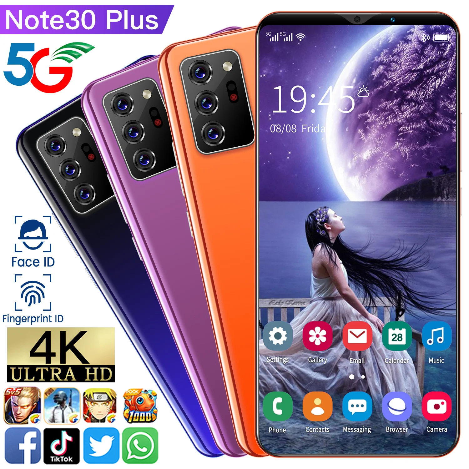

Hot Sale 2021 Note30 Plus 6.1 Inch 4800mAh Face Unlock Deca Core 13+24MP Smart Phone 64GB/128GB Andriod 10 Mobile Phone Celular