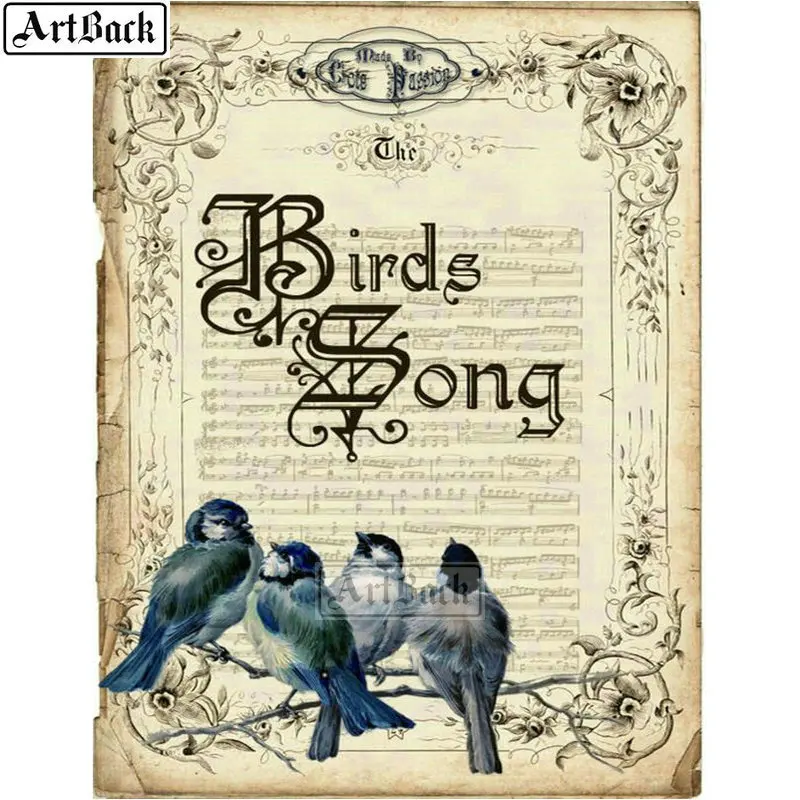 5d diy алмазная живопись певчими птицами одежда наклейка с изображением камни в