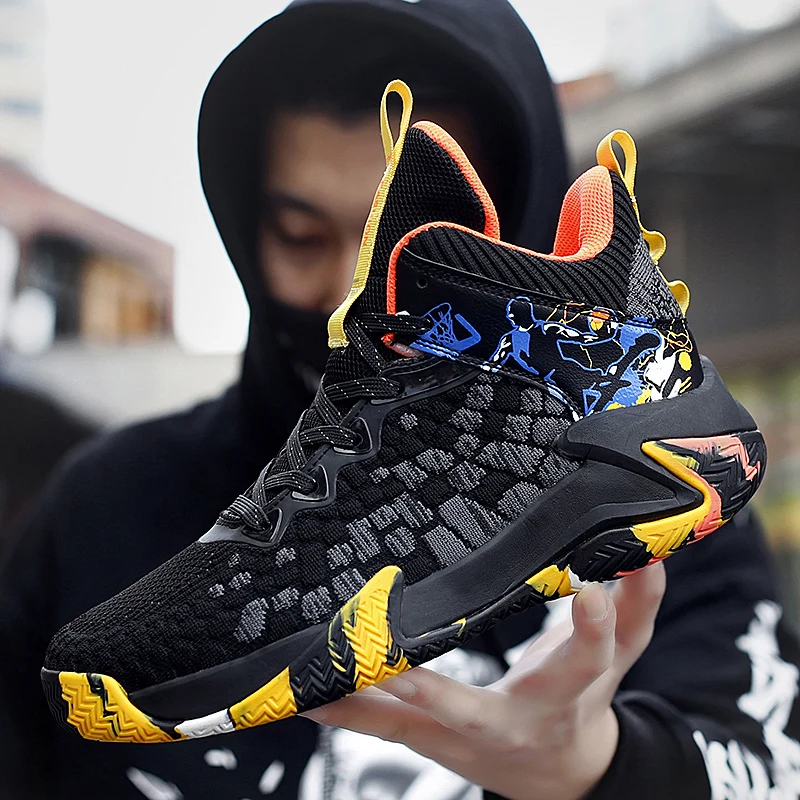

Flying face elite reflective basketball shoes MD + rubber soled student high top shoes big children's shoes leisure sports shoes