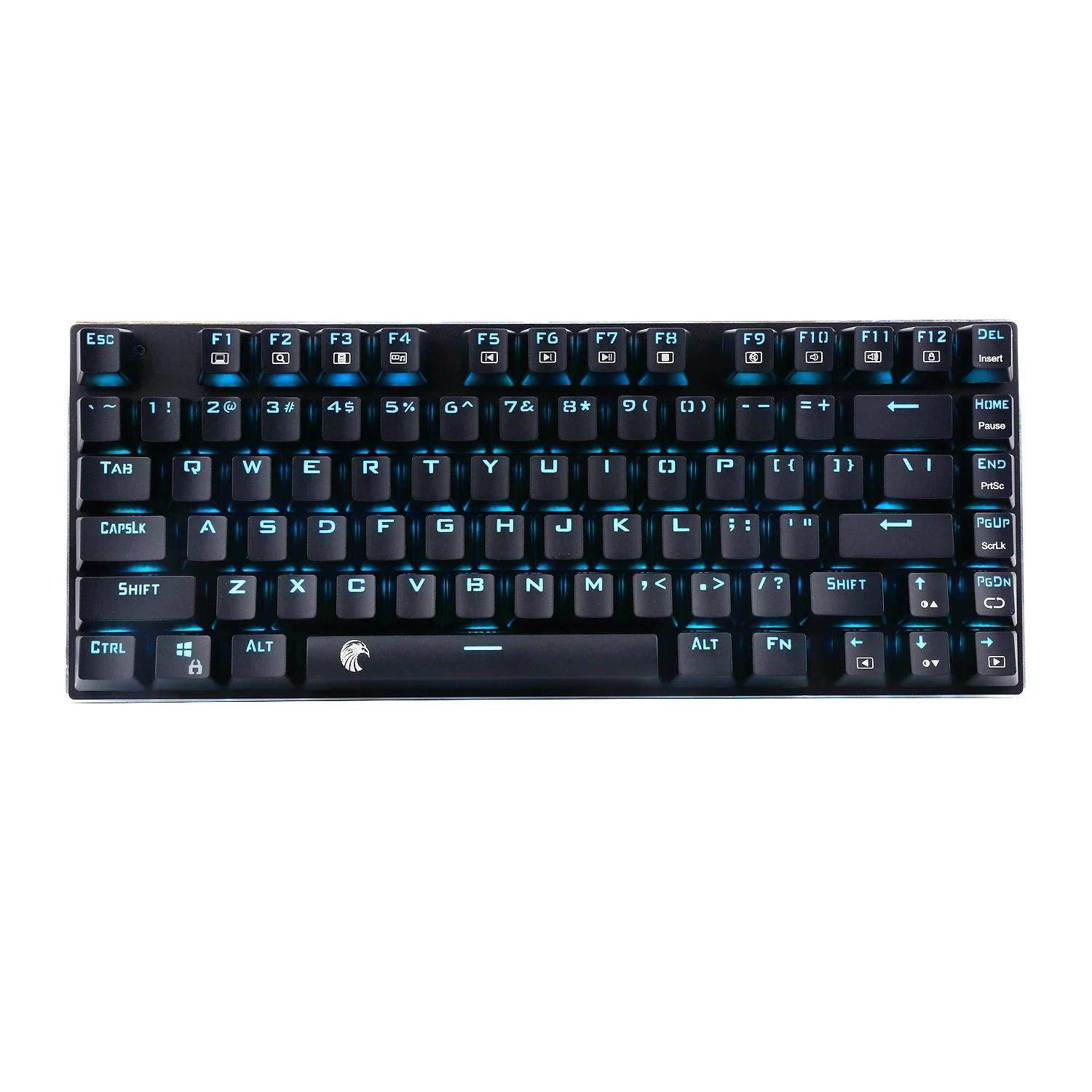 Механическая клавиатура TKL с синей светодиодной подсветкой, Клавишные переключатели, компактный 81 клавиша, маленькая игровая клавиатура для ПК, белый