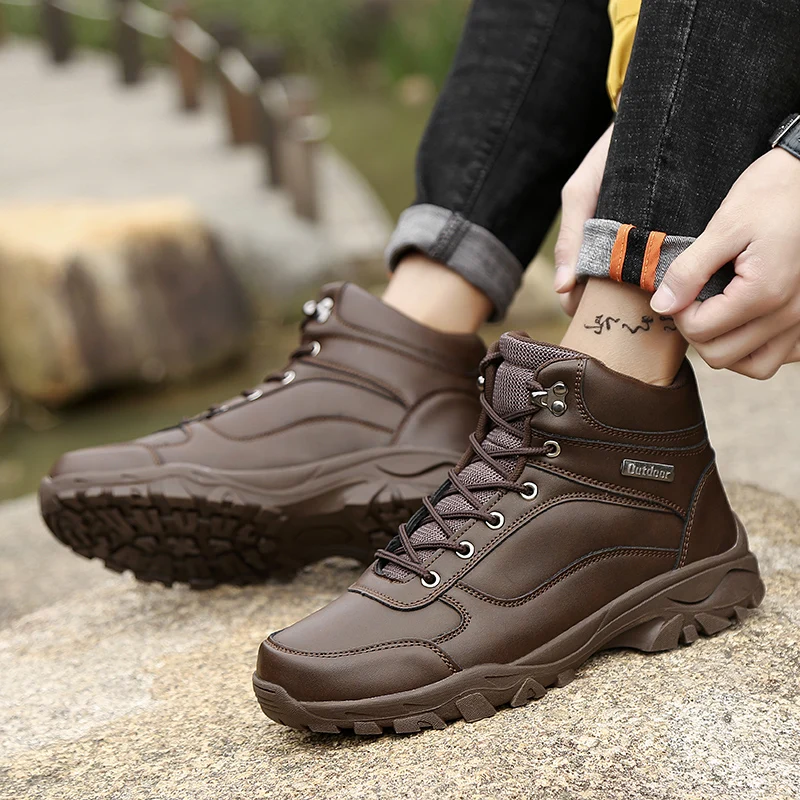 

Men Winter Boots 2019 Warm PU Men Ankle Boots Men's Casual Boot Shoes Leather Fashion Fashion Men Winter Shoes