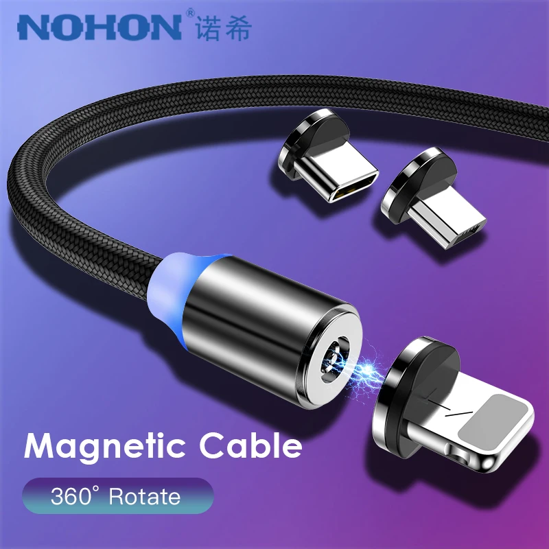 NOHON магнитные кабели для зарядки Micro usb type-C 8 Pin для iPhone XS MAX XR X 7 8 6 Plus зарядный кабель для samsung S8 Note 9 8 1 м
