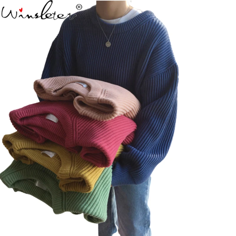 

2020 осень зима 9 цветов толстые женские свитера с круглым вырезом с длинным рукавом женские пуловеры Свободные женские вязаные топы C09902K