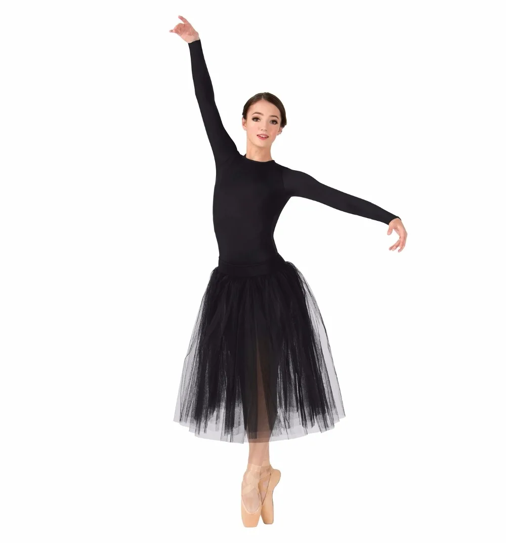 Женский купальник для балета черный гимнастический с длинными рукавами