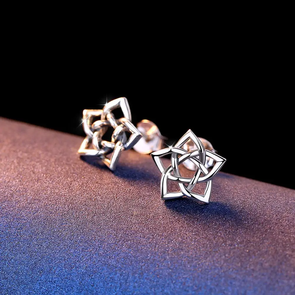 Серьги Eudora из серебра 925 пробы с кельтской звездой, винтажные серебряные серьги-гвоздики со звездами, серьги-гвоздики с цветком, хорошее ювелирное изделие для женщин CYE103