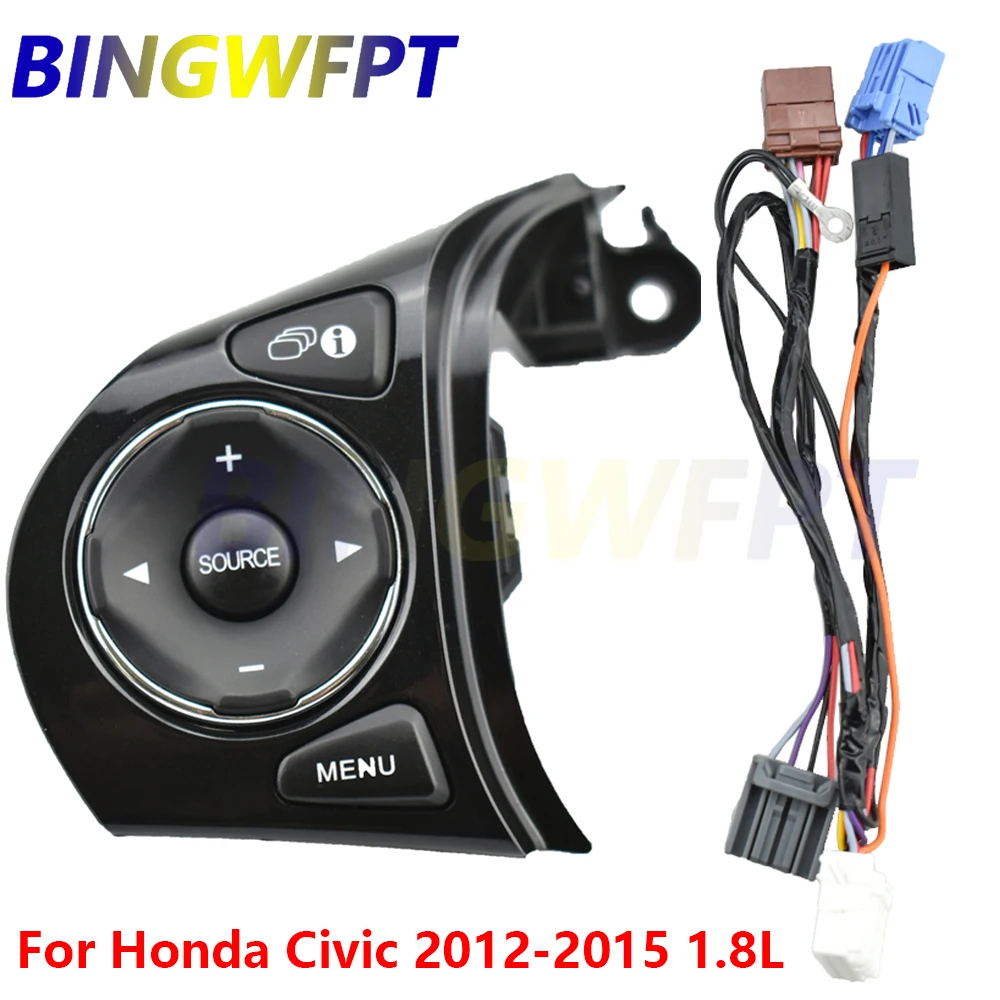 

Черная Автомобильная Многофункциональная кнопка управления рулевым колесом для Honda Civic 2012-2015 1.8L 35880-TR6-A01, кнопка переключения звука на рулев...