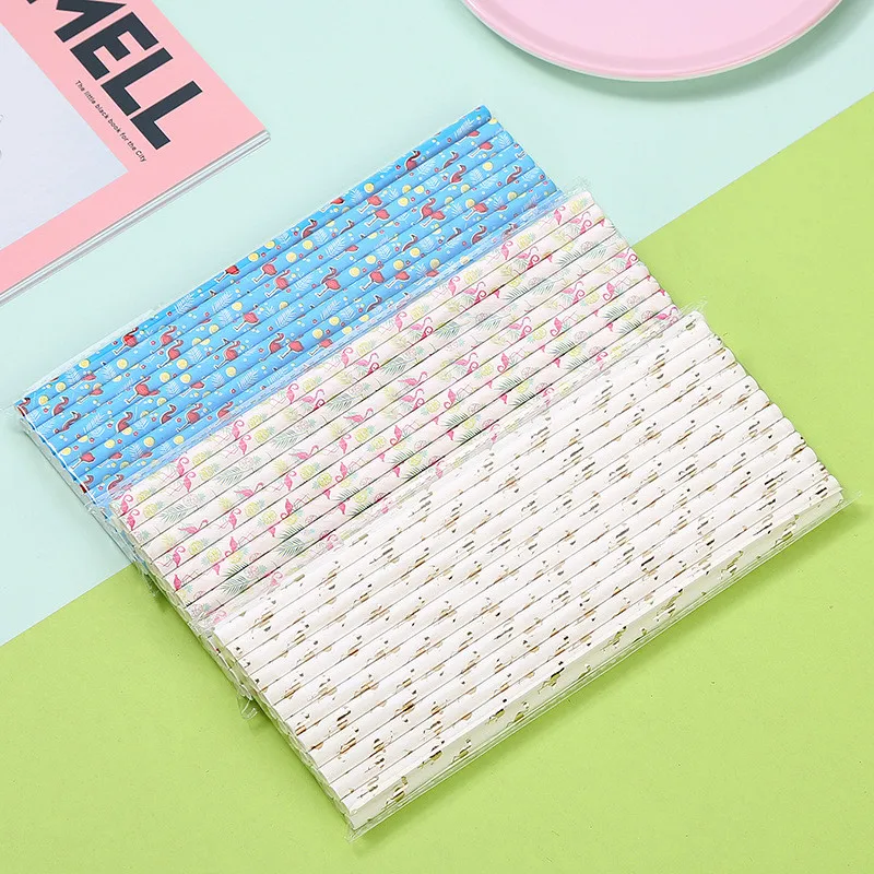 25 шт. соломинки для напитков голубое золото розовый Фламинго одноразовые