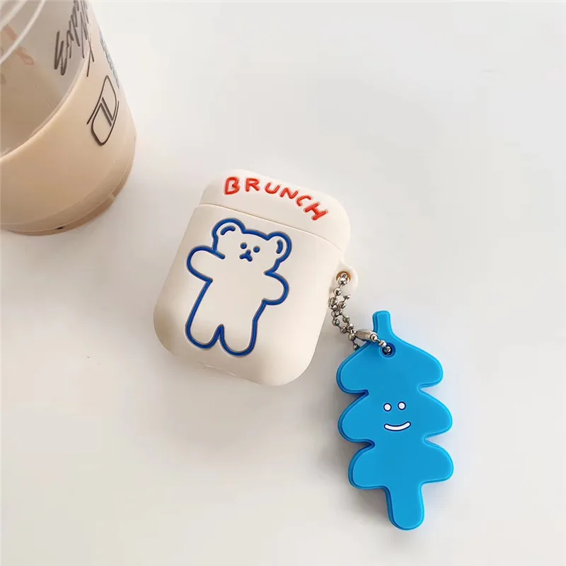 

2021 new 3D cute brunch bear keychain silicone earphone cover for Airpods pro airpods 1 2 earphone accessories