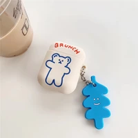2021 new 3d cute brunch bear keychain silicone earphone cover for airpods pro airpods 1 2 earphone accessories