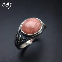 csj natural rhodochrosite rings 925 sterling silver precious gemstone fine jewelry wedding engagment for women lady gift