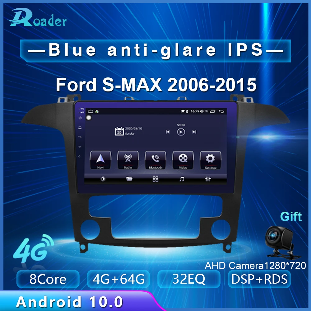 Автомобильный мультимедийный плеер Roader Android 10 0 автомобильный DVD для Ford S-MAX S MAX 2006 -