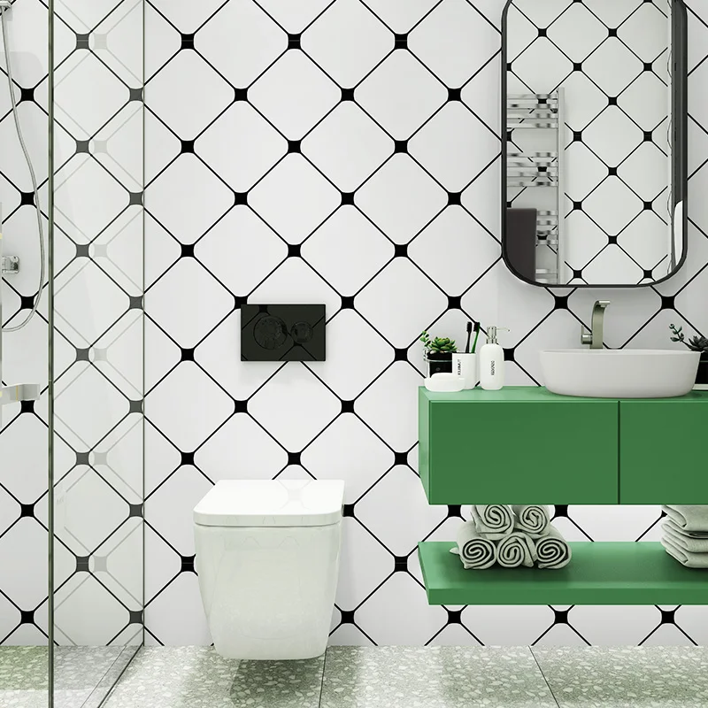 Bathroom Self-adhesive New Wallpaper Oil-proof Kitchen Renovation Stickers Waterproof Tile Stickers Restroom Moisture-proof Film