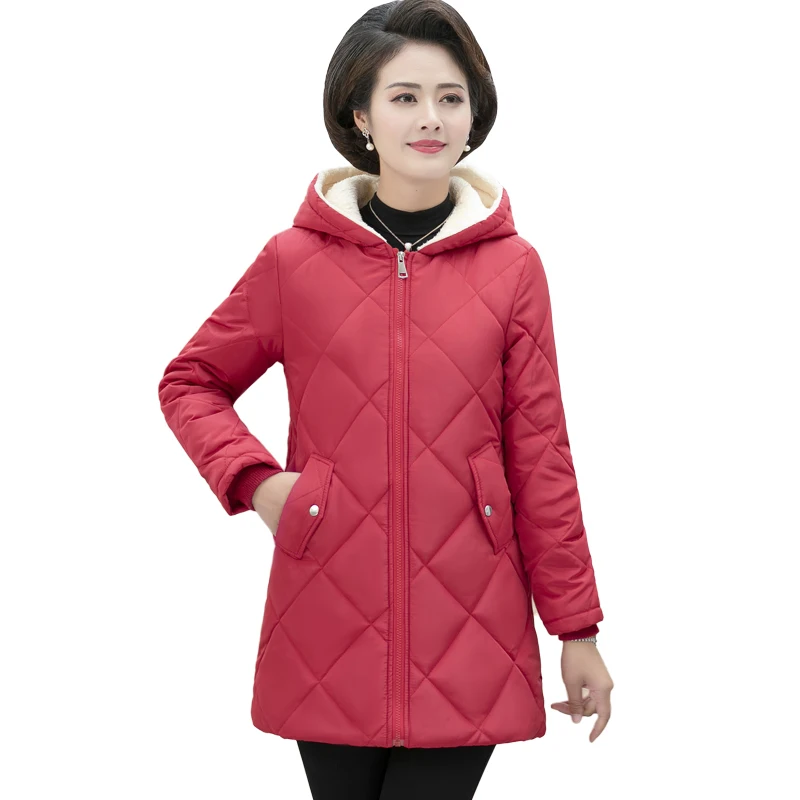

Long Hooded Coats Outerwear Basic Warm Winter Jacket Women Parka 2020 Casual Female Slim Thick Plus Size Mother's Overcoat