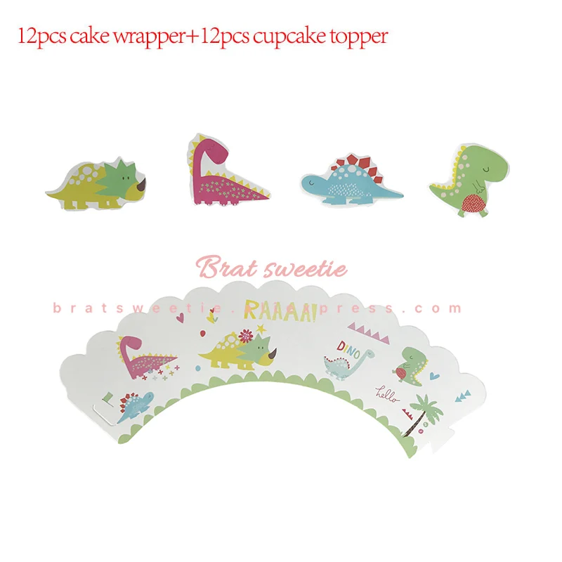 DNS cupcake wrapper Динозавр вечерние принадлежности джунгли сафари динозавр бумажный шарик тарелки скатерть для вечеринка для мальчика день рождение украшения дети посуда - Цвет: DNS cupcake wrapper