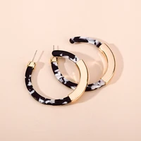 black and white splicing hoop earrings for woman gold color alloy womens fashion jewelry aesthetic accessorie factory outlet