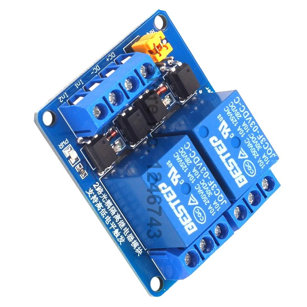 Двухканальный релейный модуль 3 В 5 12 24 триггер высокого и низкого уровня двойная