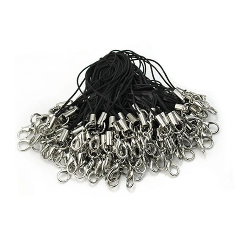 100 шт. черный шнурок для сотового телефона с застежкой мобильного