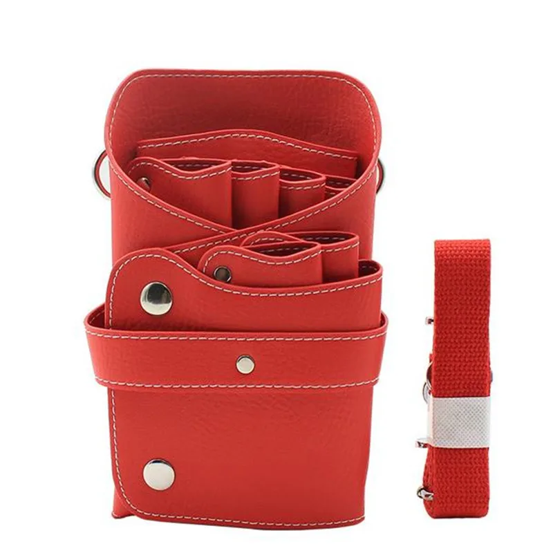 

6 Pocket PU Leather Hair Scissor Bag Big Space Salon Barber Hair Comb Shear Pouch Holder Case with Belt Hairdressing Tool 30#9