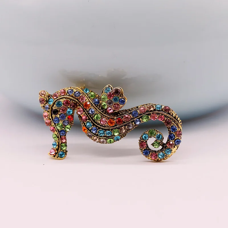 Модные хрустальные стразы морская лошадь брошь милые морские животные броши для
