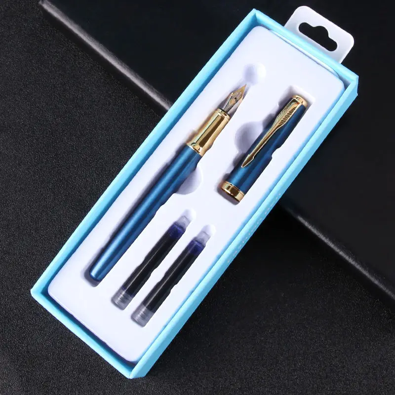 

Pen business with gift box 0.5m bright tip rotating ink for beginners and students to send two ink sacs school supplies