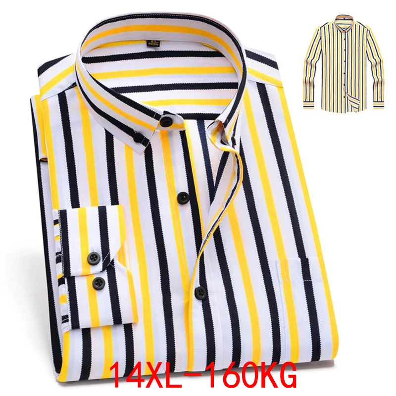 

Men's Large size Business Casual Office Business Long Sleeve Lapel Striped 10XL 11XL 12XL 13XL 14XL White Shirt 6XL 7XL 8XL 9XL