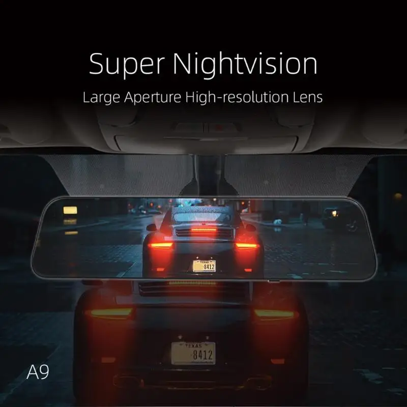 Зеркало видеорегистратор A9 1440p Quad HD с двумя объективами ADAS полный экран камера