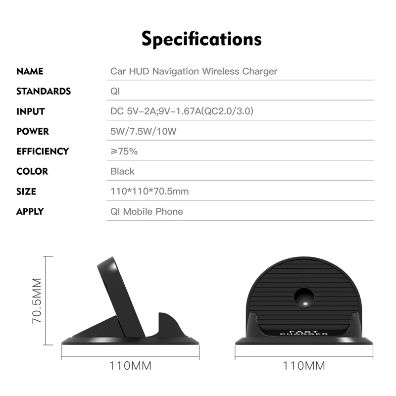 10 Вт беспроводное быстрое зарядное устройство для автомобиля автомобильное