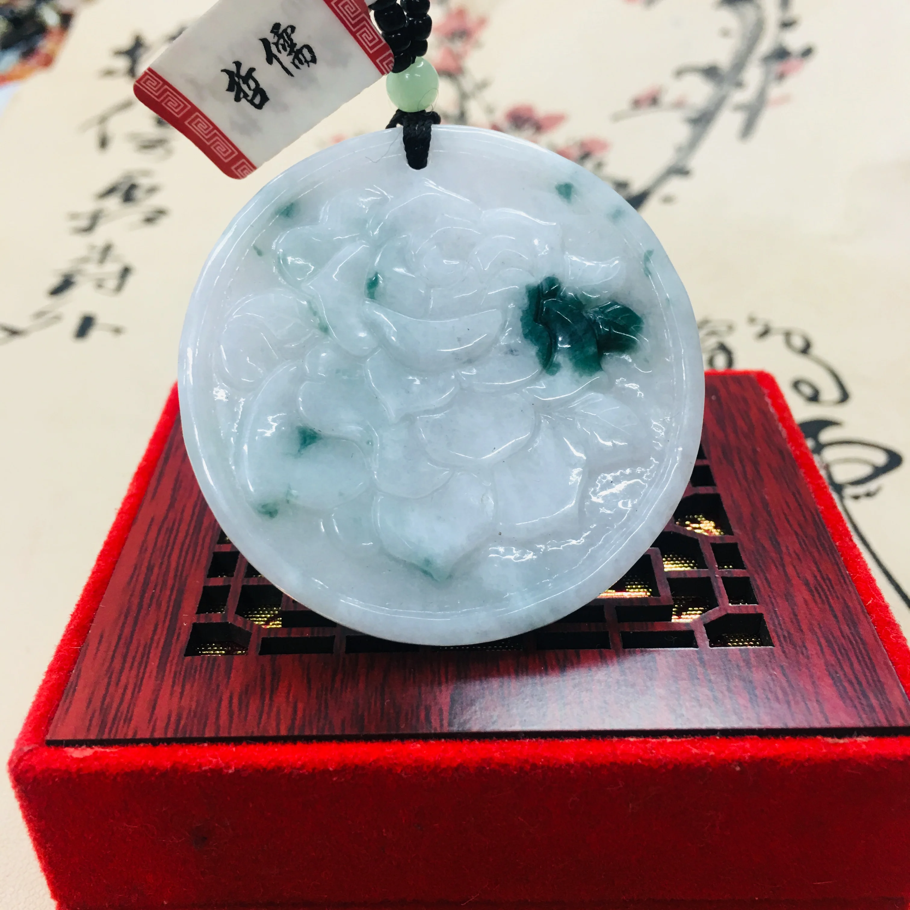 Zheru чистый натуральный жадеит резной светильник зеленый двухцветная подвеска в