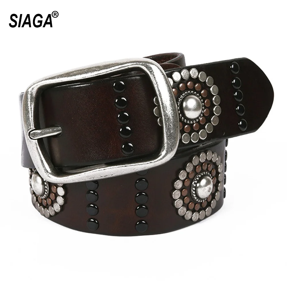 Unisex Personalized Customization Solid Cowhide Leather Belts for Women & Men Western Cowboy Accessories 3.8cm Width SA023