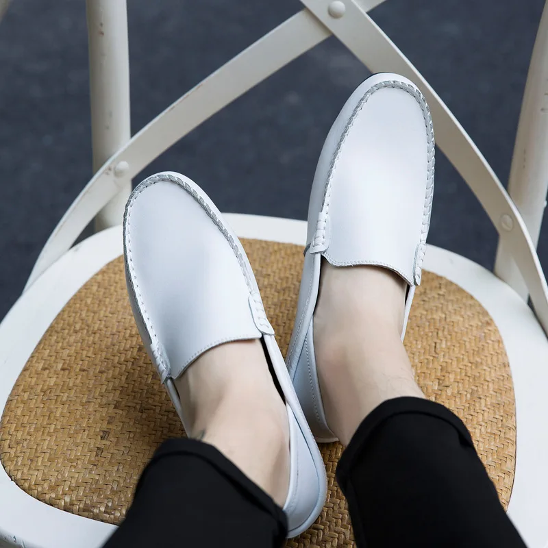 Удобная Кожаная обувь ручной работы Повседневная мужская на плоской подошве