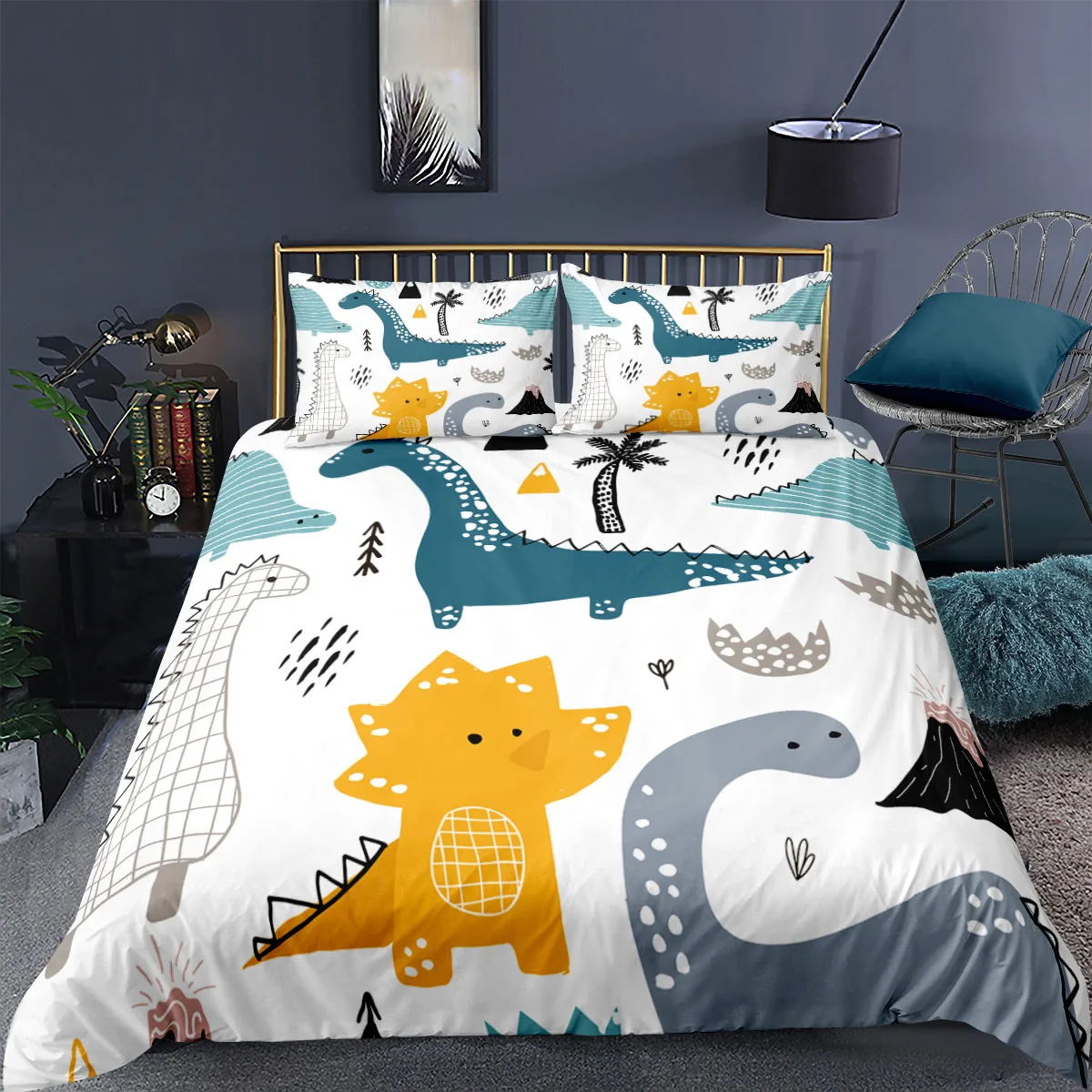 

3d Bedding Set Cartoon Dinosaure Pattern Home Textiles For Kids Cute Animal Bedroom Decor Queen King Size Duvet Cover Pillowcase