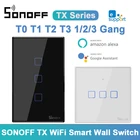 SONOFF T1T2T3T0 EUUKUS 123Gang WiFi умный настенный сенсорный выключатель TX все умное домашнее управление через Ewelink Alexa Google Home