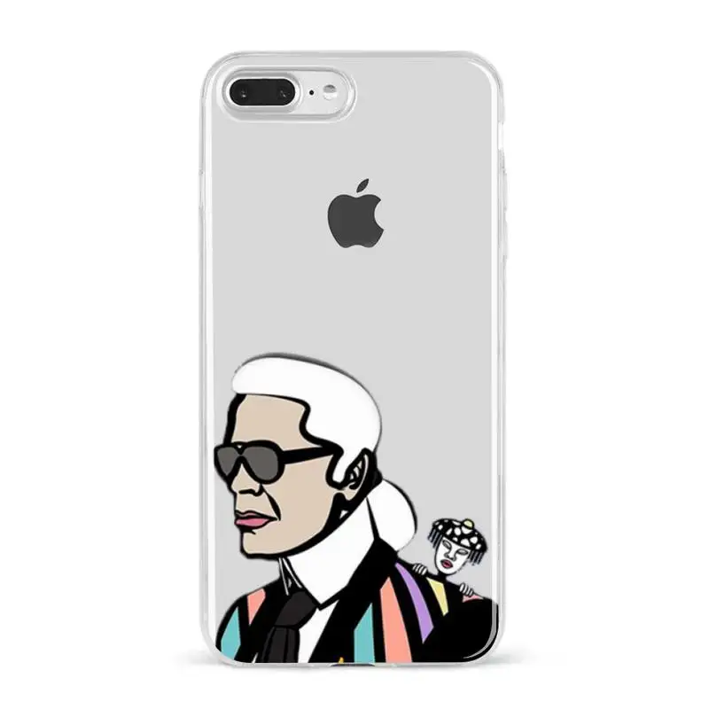 

Luxury Brand Lagerfeldly KARLS Phone Case For Iphone 12 11 7 8 Pro Mini XS Max Xr X PLUS Transparent Coque Fundas Cover