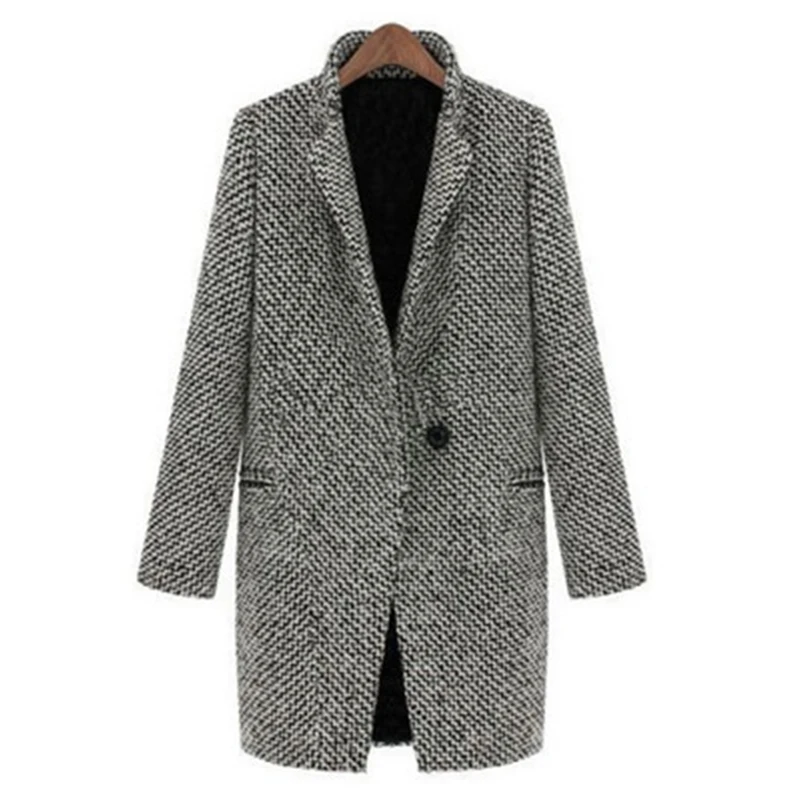 Одежда длинное женское серое пальто больших размеров зимнее Manteau Laine Femme Hiver Vadim Zaful