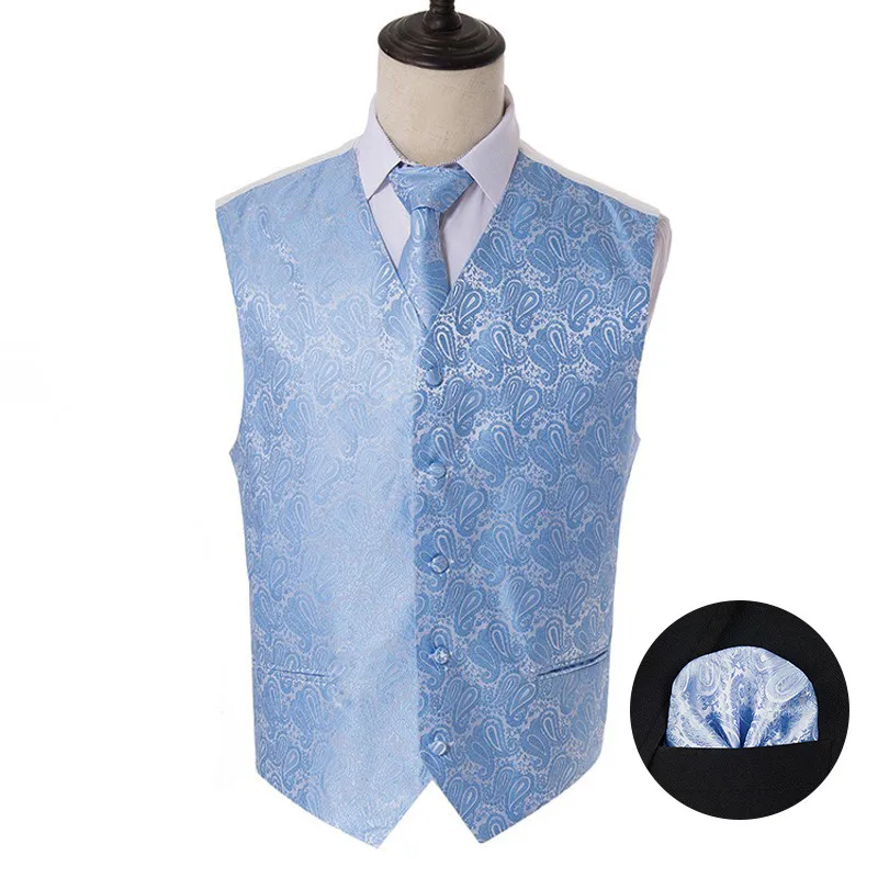 Мужской классический винный Пейсли тканый тонкий жилет платок галстук для