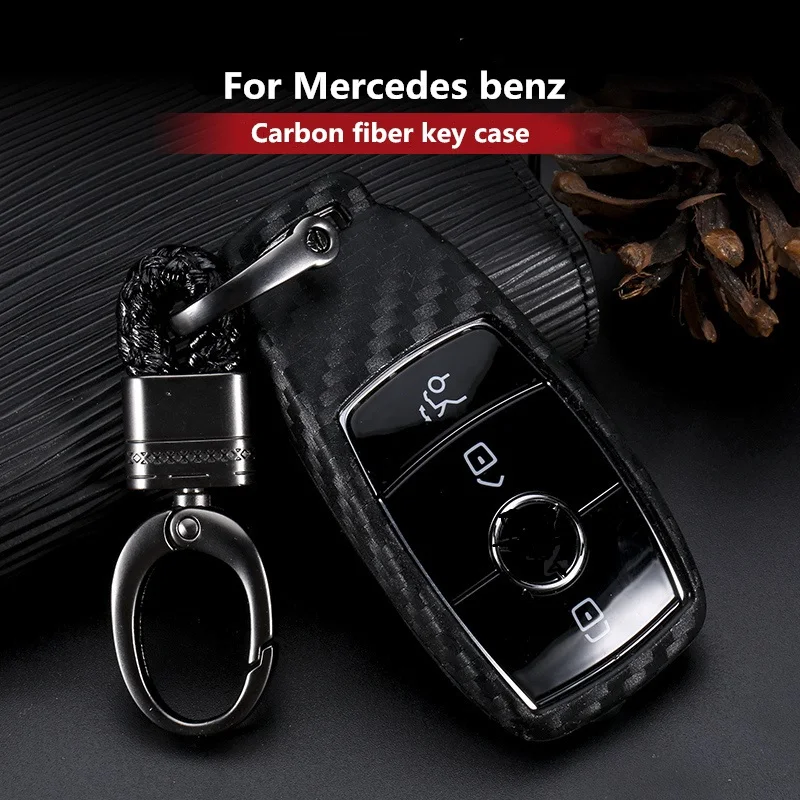 Силиконовый чехол для автомобильного ключа с узором из углеродного волокна Mercedes