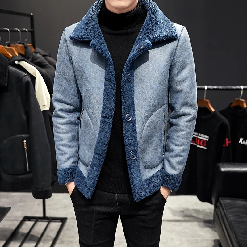 

Autumn and Winter Fashion Coat Woolen Woolen Coat Men's Short Woolen Woolen Coat Plus Velvet British Slim Casual Warm Jacket